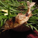 花仙庵 仙仁温泉 岩の湯 - （夕食）「鮎の塩焼き」お顔がワイルドです