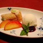 花仙庵 仙仁温泉 岩の湯 - （夕食）デザート　そば粉のクレープアイスなど