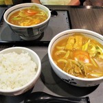 若鯱家 - カレーと白御飯セット  + カレー大盛り 170円 + 御飯大盛り 0円 ＝ 1,180円（税込）+ カレーうどん。。　　　　　2018.09.27