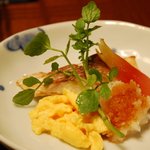 花仙庵 仙仁温泉 岩の湯 - （朝食）信濃雪鱒、スクランブルエッグ