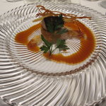 リストランテKubotsu - フォアグラのソテー　長﨑デジマ芋のコロッケと共に。フォンドボーソースが目の前でかけられます、、、