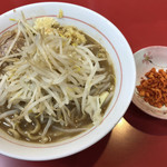 千里眼 - ラーメン 麺140g ヤサイ少なめ・ニンニク・ショウガ・カラアゲ別皿で 750円