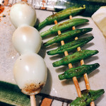 炭家 - うずらと金針菜