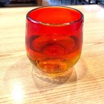 とんかつ春 - 可愛らしいグラスで飲めるのも最後。
