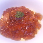 北海道産　生うにと有機にんじんのムース　コンソメジュレ添え