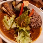 香食楽 - かくらカレー（薬飯）、トッピングは揚げ野菜とチキン1900円