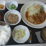 花膳 - 焼肉定食500円+納豆100円