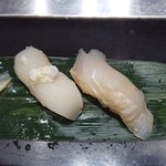 立食い寿司 根室花まる - 熟成平目昆布〆、真いか山わさび