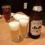 文花苑 - 瓶ビール（中）(600円）＋ウーロン茶(250円）