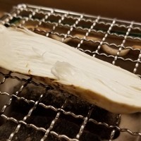割烹 白鷹 - ⑩松茸(広島県庄原産)の炭火焼き
                松茸の繊維がしっかりしていてクキクキとした食感と共に薫りが口から鼻へ拡がり、優雅な薫りに包まれます♪
                秋が深まるともっと薫りが良くなるのでしょう。