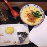 Marugame Seimen - 坦々うどん＆半熟たまご天＆こんぶおむすび