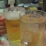 餃子の王将 - 生中と梅サワーで乾杯