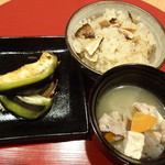 会席料理 かど36 - きのこご飯・留め椀・香の物