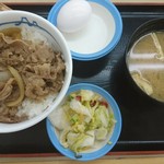 松屋 - プレミアム牛めし380円+生玉子、お新香