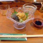 Dining Shrimper - 石垣産うに。マスターから「是非食べてください」と半ば無理やり（？）勧められ食べましたが、食べてみて「ありがとう！」とうなりました（笑い）。