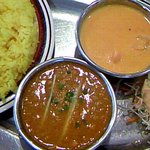 インドレストラン ガンジーパレス - 料理写真:ランチBセット（鶏ひき肉＆海老・ライス：700円）