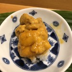 寿司処 やまざき - ウニ握り。おいし〜い（╹◡╹）。築地最高の一貫は、こちらかも（笑）