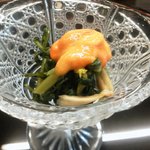 お料理　京柳 - 201109ランチ：水菜と松茸の和え物雲丹を添えて