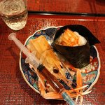 蓬左茶寮 - 天むす（出汁入り注射添え）