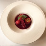 レストラン・モリエール - パイナップルのコンポート赤ワインソース