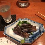 手打蕎麦 ごとう - 新政と八戸産の炙り〆鯖