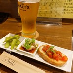 DINING BAR Chill - 2018年7月　生ビール中【600円】お通しがなかなかいい♪