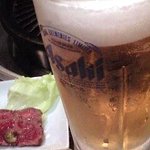 鉄板焼肉 誠屋 - 生ビール(中) \504