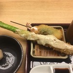 新宿 立吉 - 海老のしそ巻き&グリーンアスパラ