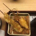 新宿 立吉 - 乙姫にんにく（別名ひげにんにく）&サンマのしそ巻き