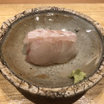 天ぷら たけうち - 玄海産 平目 鮎の魚醤で 塩水〆１０時間