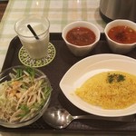 93873725 - レディースセットは好みのカレー2種類にサラダとソフトドリンクが付きます。