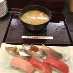 Sushi Matsu - さんま・本鮪の6貫盛り＆セットのあら汁