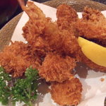 とんかつ マンジェ - 上ひとくちヘレチョイス定食　エビフライ　帆立フライ