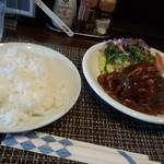 ビストロ ジョワ - ハンバーグ200ｇ　1130円　+　ライス大盛り100円
