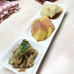 がばちょ - 夕焼けセット（500円）おまかせ３種盛り+ドリンク１杯（ドリンク2杯目から300円）