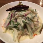 タミル式ミョウガとサラダセロリと水菜のライタ