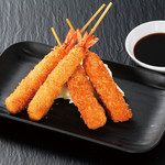 Assortment of 2 Shrimp Fried Skewers and 2 Kushikatsu Skewers (Miso or Sauce)