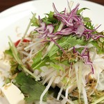 Crispy salad with tofu, mizuna, and radish
