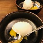 Milk ice cream or seasonal sorbet