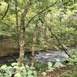 和泉屋傳兵衛 - 川沿いの→