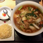 唐苑 - 五目タン麺とチャーハンセット（五目タン麺は大盛）