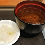 大江戸てんや - お新香、味噌汁