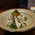 鳥田中 - お通し３品（虎河豚）400円