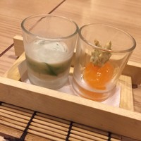 魚菜 由良 2号店 - 青菜の胡麻浸し、黄身の味噌漬け