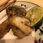 はらまさ - 松茸のフライ  手前はかじった後です(o^^o)