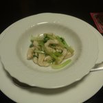 じん市 - 比内地鶏と青梗菜・・中華風・絶品。