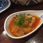 鳥田中 - 黄身醤油和えは小分けにしてくれました　盛り付けが丁寧でネギの切りつけも美しいです