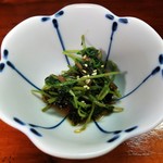 川蝉 - うな重 小鉢　水菜と桜海老　