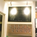 さかづき Brewing - 本日のタップ一覧(光線で見づらい)