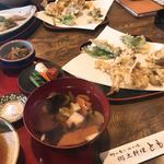 郷土料理ともん - キノコの天ぷら+汁物